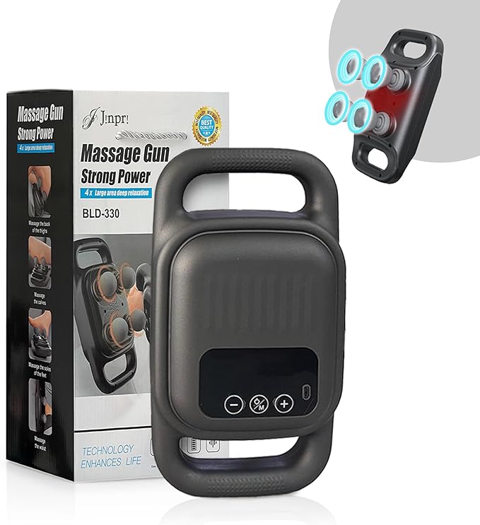 Blue Idea Deep Tissue Massage Gun (BLD-330) – Rechargeable Muscle Massager with 4 Heads for Back, Neck & Full Body Pain Relief