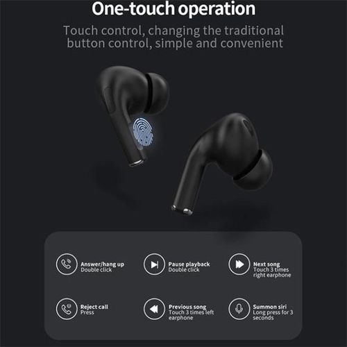 Pro Black TWS AirPods – High-Quality Sound & Touch Controls | True Wireless Stereo Earbuds with Built-in Mic, 10m Bluetooth Range | Sport Headset Compatible with All Bluetooth-Enabled Devices