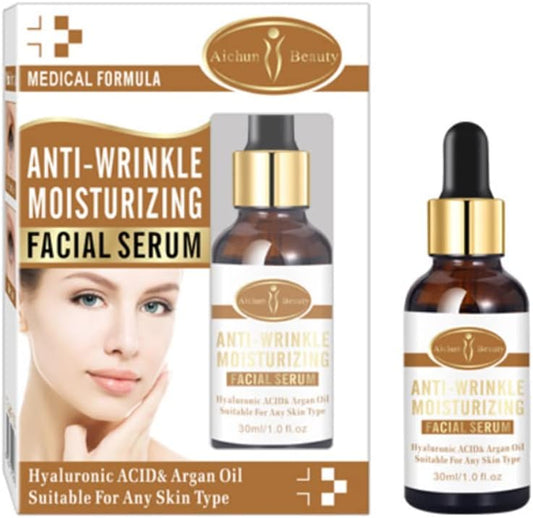 Aichun Beauty Anti-Wrinkle & Moisturizing Facial Serum – With Hyaluronic Acid & Argan Oil | For All Skin Types | 30ml / 1 fl.oz