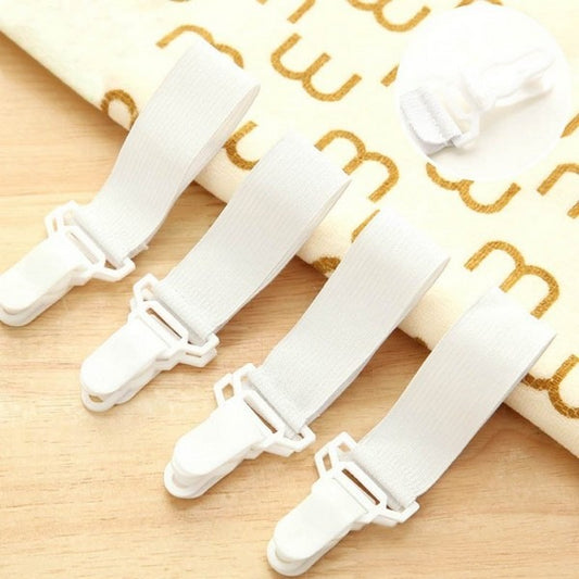4-Pack Bed Sheet Holders – Elastic Sheet Fastening Bands with Non-Slip Clips for Secure Fit