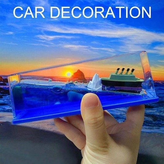 Titanic Liquid Wave Cruise Ship – Moving Dashboard Ornament for Car, Office, or Living Room Decor