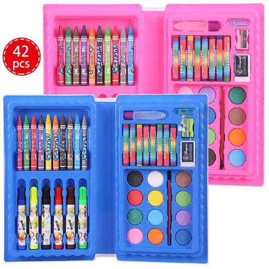 42-Piece Complete Kids' Coloring & Art Kit – Includes Themed Crayons, Markers, Colored Pencils & Art Accessories