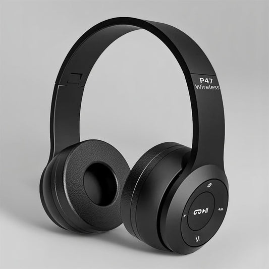 Original P47 Bluetooth Foldable On-Ear Headphones & Ultra-Compact Wireless Earbuds Set – Compatible with All Smartphones