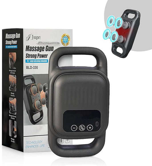 Blue Idea Deep Tissue Massage Gun (BLD-330) – Rechargeable Muscle Massager with 4 Heads for Back, Neck & Full Body Pain Relief