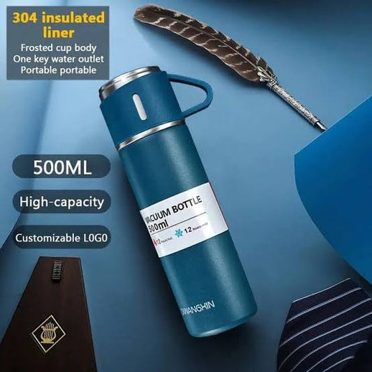 1-Cup Vacuum Insulated Water Bottle – 500ml 304 Stainless Steel Thermos with Creative Gift Box Set | Random Color