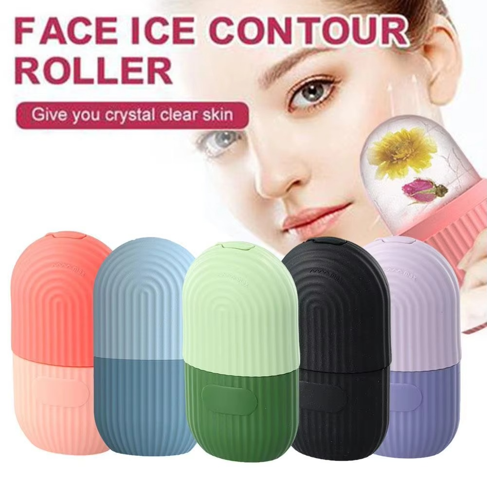 Ice Roller Facial Massager | Silicone Ice Cube Mold with Cleansing Scrub | Refreshing Skin Care Tool – Random Color
