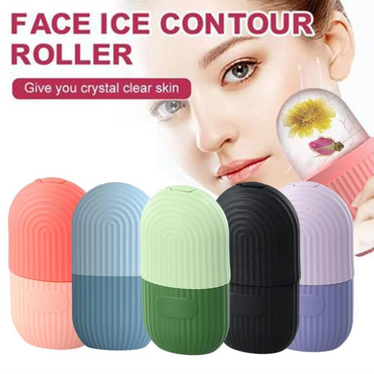 Ice Roller Facial Massager | Silicone Ice Cube Mold with Cleansing Scrub | Refreshing Skin Care Tool – Random Color