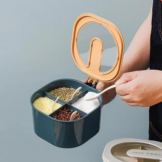 🍽️ 4-in-1 Kitchen Spice Organizer – Versatile Seasoning Box Set  Streamline your kitchen space with this multifunctional 4-in-1 Partition Seasoning Box—a smart and stylish way to keep your favorite spices, herbs, and dry ingredients neatly stored.