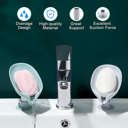 "NewStyle Leaf-Shaped Drain Soap Holder – Decorative Bathroom Tray for Shower & Sink, Stylish Soap Storage Dish"