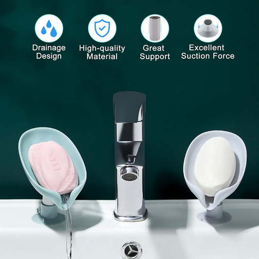 "NewStyle Leaf-Shaped Drain Soap Holder – Decorative Bathroom Tray for Shower & Sink, Stylish Soap Storage Dish"