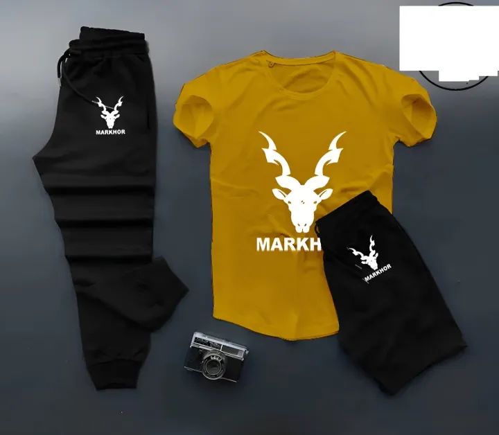 "Againtr Black Summer Printed Tracksuit for Men & Boys – Soft, Comfortable T-Shirt and Trouser Set"