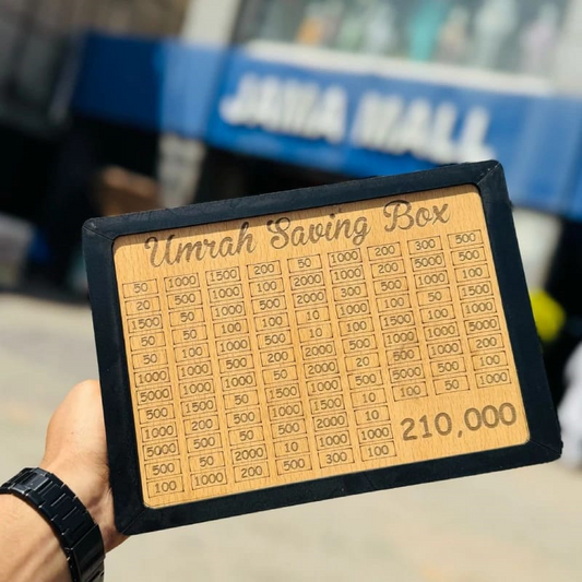 🌙 Umrah Saving Box – 280-Day Wooden Islamic Planner
